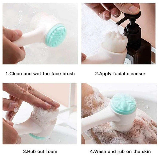 Double-Sided Silicone Face Cleanser Massage Brush | Random Color