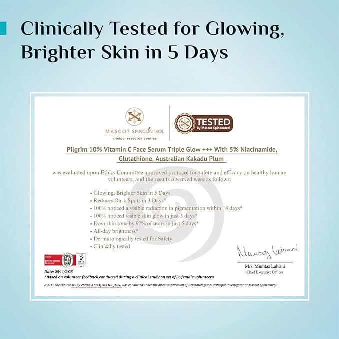Pilgrim Vitamin C Serum | Brightens Skin | Deep Hydration | Triple Glow+++