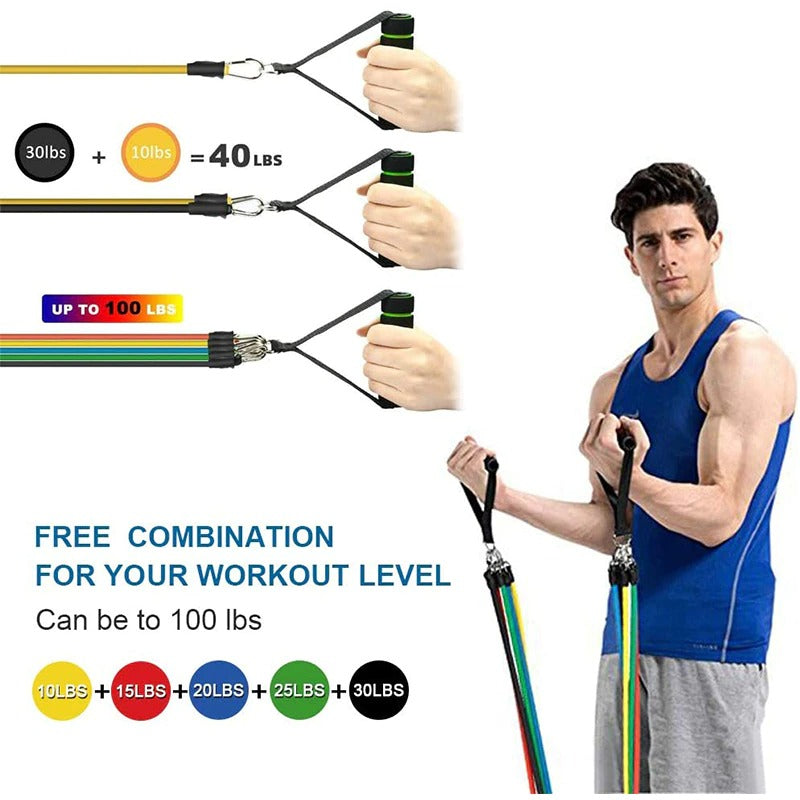 11 Piece Power Resistance Band Yoga Sports Fitness Band Equipment for Men and Women
