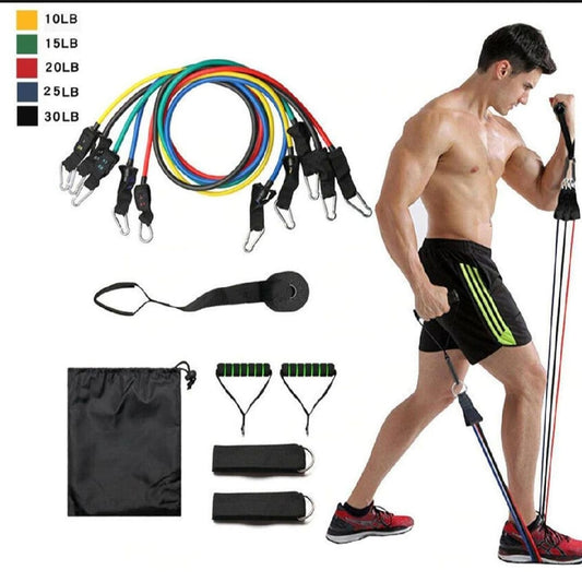 11 Piece Power Resistance Band Yoga Sports Fitness Band Equipment for Men and Women