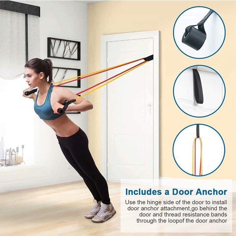 11 Piece Power Resistance Band Yoga Sports Fitness Band Equipment for Men and Women