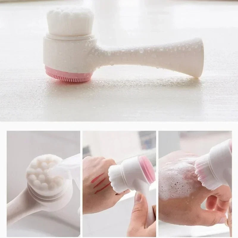 Double-Sided Silicone Face Cleanser Massage Brush | Random Color