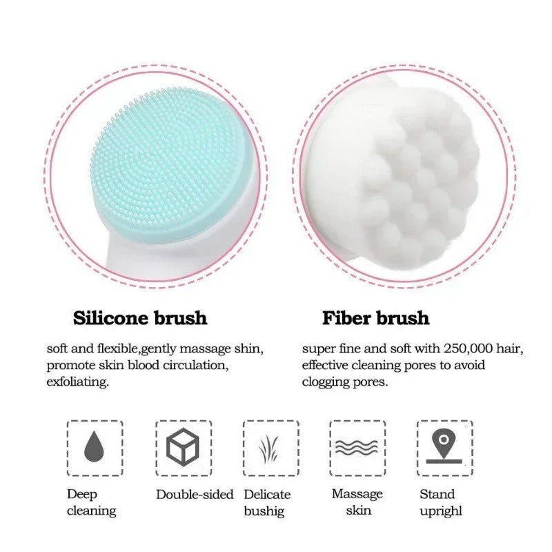 Double-Sided Silicone Face Cleanser Massage Brush | Random Color