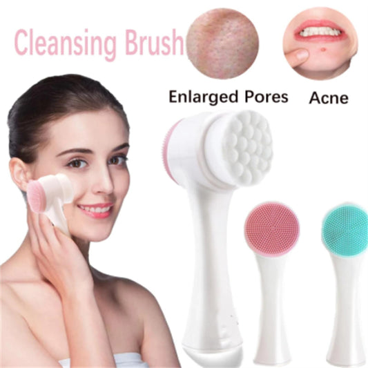 Double-Sided Silicone Face Cleanser Massage Brush | Random Color